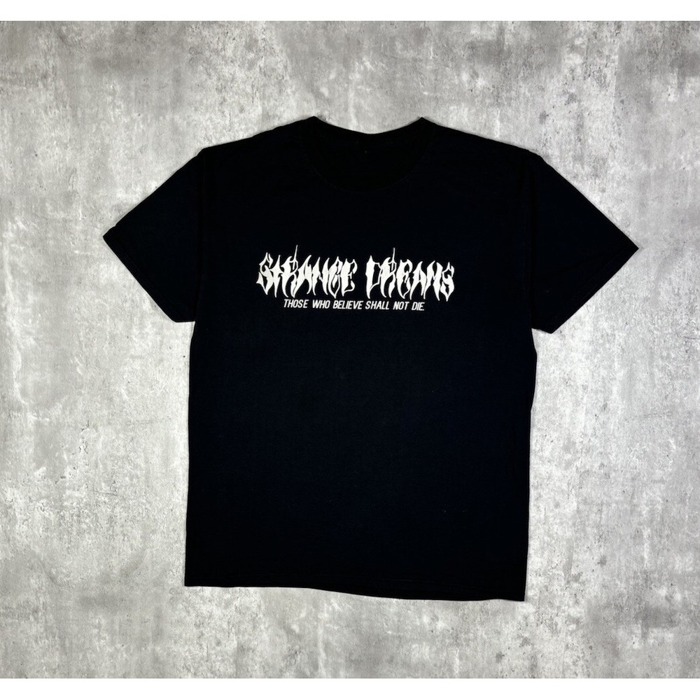 Hanes Strange Dreams Grunge Gothic Graphic T Shirt Black Mens Large Y2K 90s